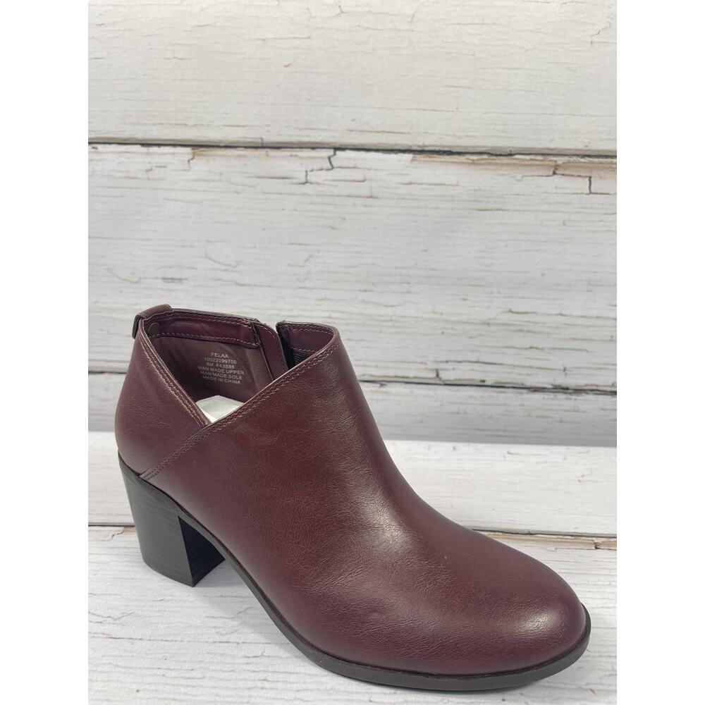 Style&Co. Boots Womens Size 8 Red FELAAP Ankle Zip Block Heel Booties Casual